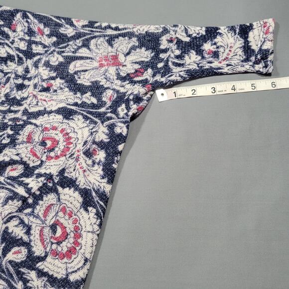 Abercrombie Fitch Cardigan Sweater Women One Size Blue Stretch Preppy Floral Top - Picture 6 of 9